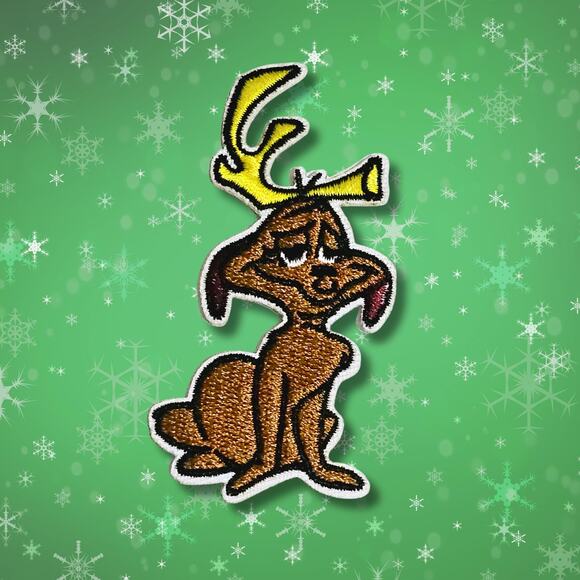 Max with Reindeer Antler Whoville Iron-On Embroidered Holiday Applique Patch - Picture 1 of 2